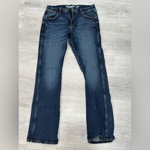 Wrangler Slim Boot Retro Jeans - Dark Blue with Gold Stitching